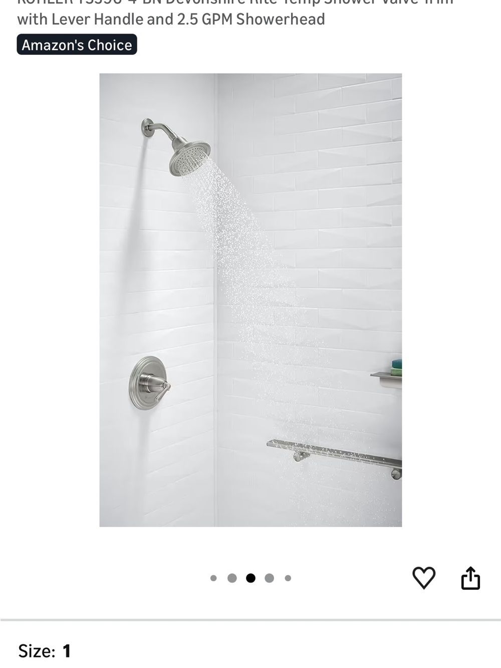 Brushed Nickel Single Lever Shower Valve Trim NEW IN BOX - Picture 6 of 14